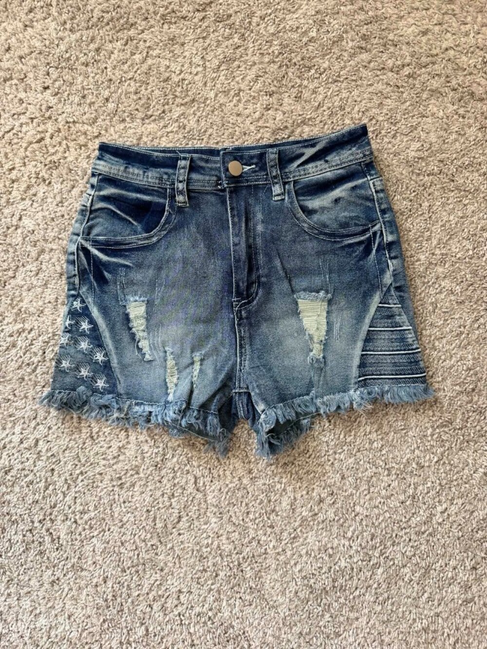 Brand New Women's Blue Distressed Jean Shorts Size S